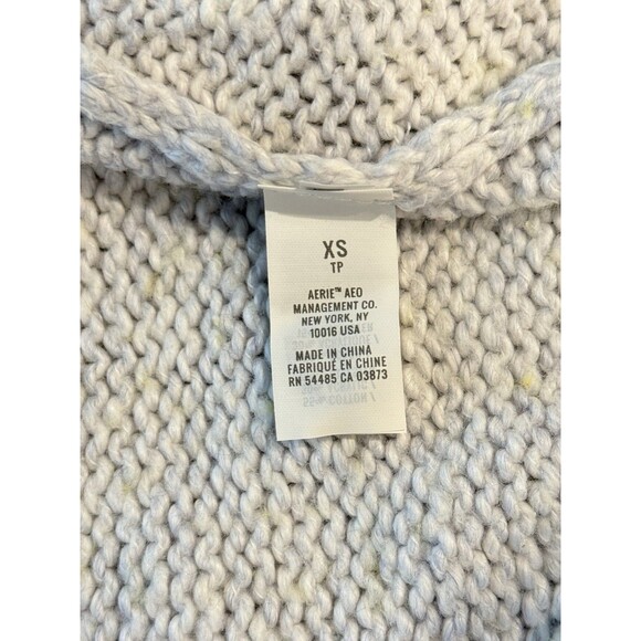 Aerie Oh So Soft Mock Neck Yellow Stripe Chunky Sweater Size XS NWT - Picture 5 of 11